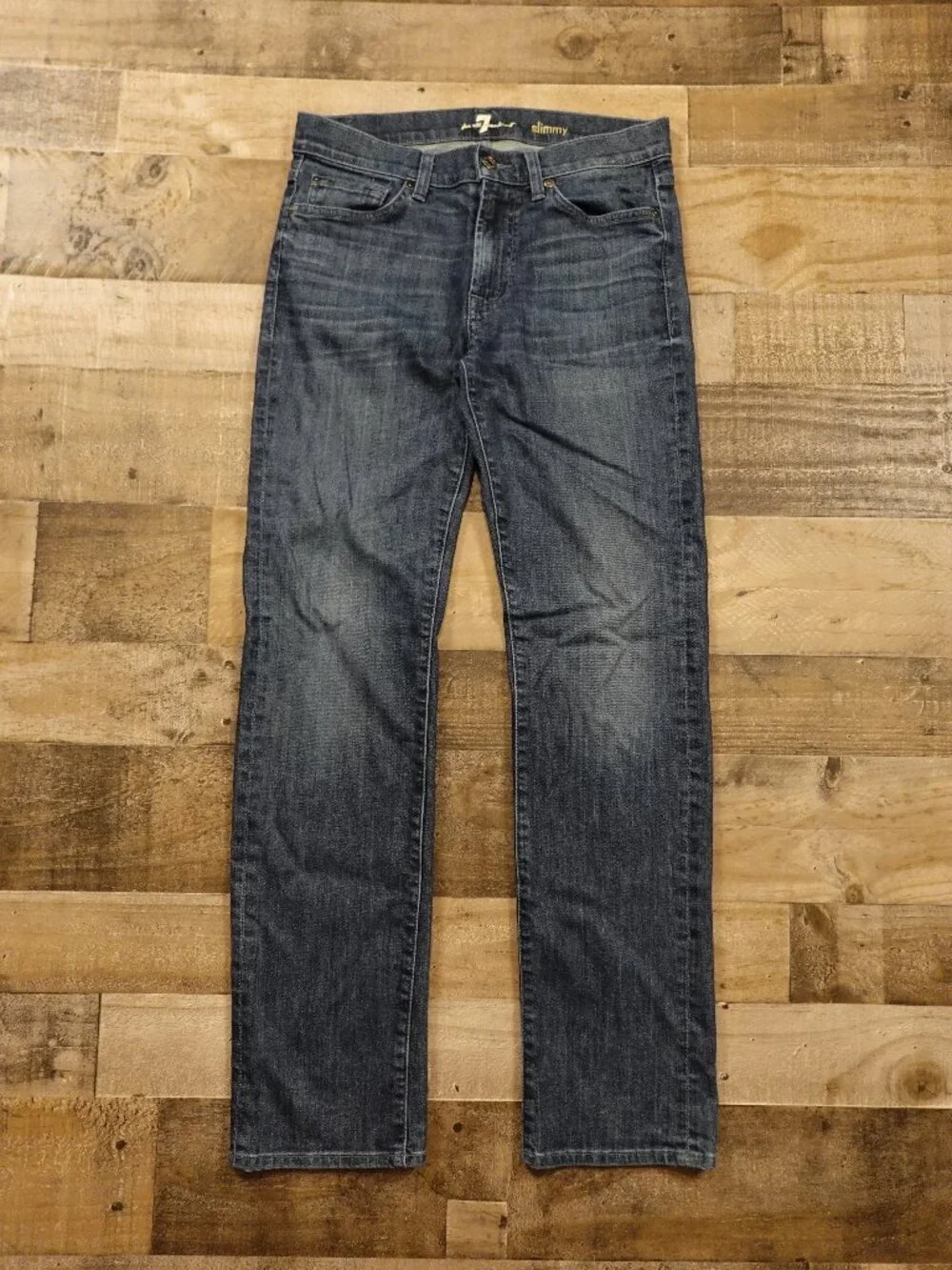 7‎ For All Mankind Slimmy Jeans Men’s 31 Dark Wash Straight Stretch Denim